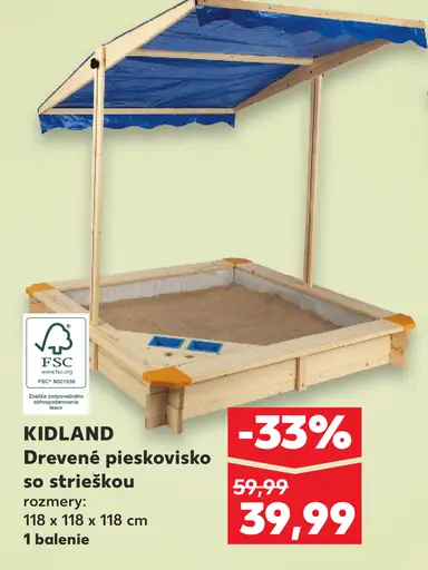 Kidland Drevené pieskovisko so strieškou