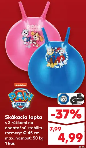 Paw Patrol skákacia lopta s úchytmi