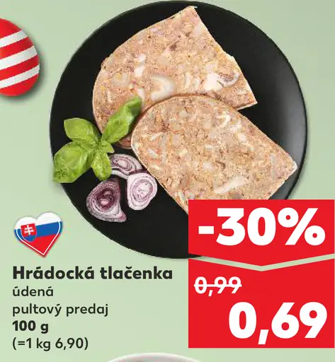 Hrádocká tlačenka údená pultový predaj