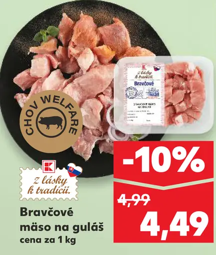 Bravčové mäso na guláš