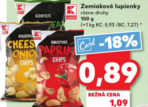 K-Classic Zemiakové lupienky rôzne druhy