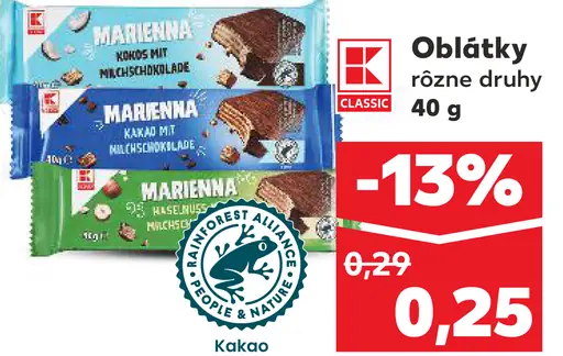 K Classic oblátky rôzne druhy