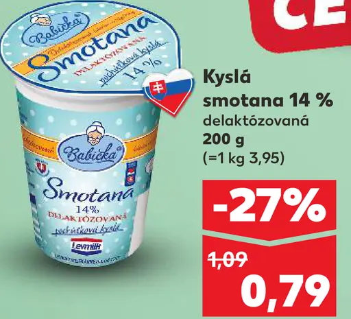 Kyslá smotana 14 % delaktózovaná