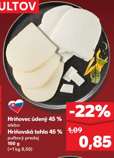 Hriňovec údený 45 % alebo Hriňovská tehla 45 % syr