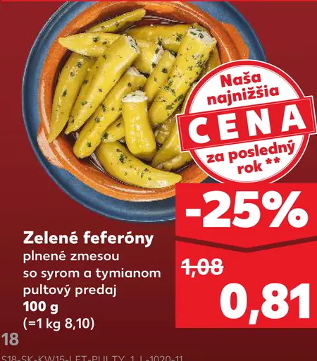 Zelené feferóny plnené zmesou so syrom a tymiánom