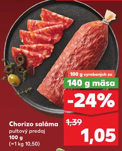Chorizo saláma pultový predaj