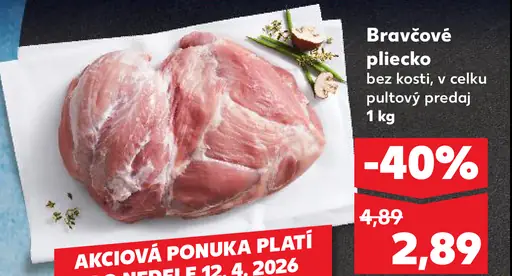 Bravčové plecko bez kosti vcelku pultový predaj