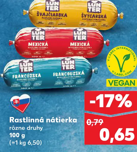 Rastlinná nátierka rôzne druhy