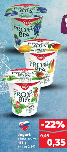 Rajo ProBia jogurt rôzne druhy