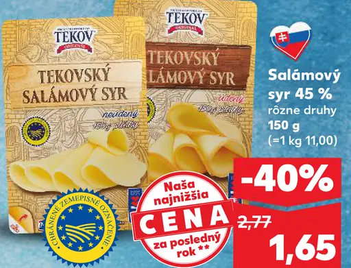 Tekovský salámový syr 45%