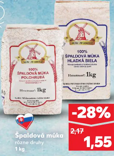 Špaldová múka hladká biela