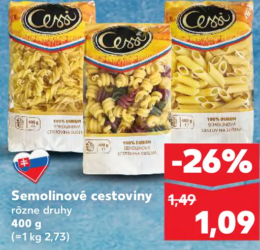 Cessi bezvaječné cestoviny rôzne druhy