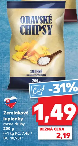 Zemiakové lupienky solené rôzne druhy