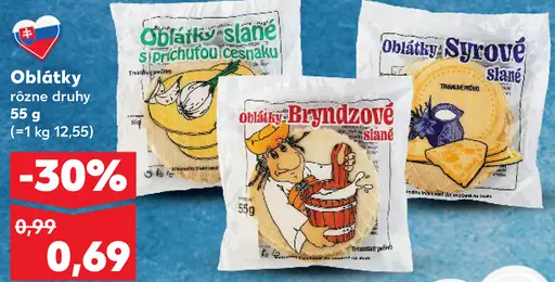 Oblátky slané rôzne druhy