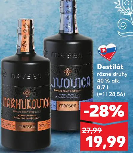 Marsen destilát 40 % rôzne druhy