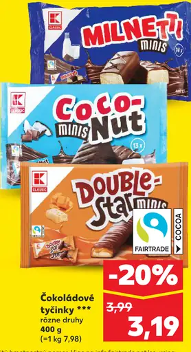 K-Classic čokoládové tyčinky minis rôzne druhy