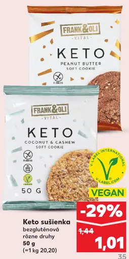 Frank&Oli Keto sušienka peanut butter soft cookie