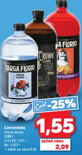 Targa Florio limonáda rôzne druhy