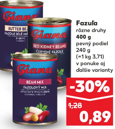 Giana fazuľa v paradajkovej omáčke rôzne druhy