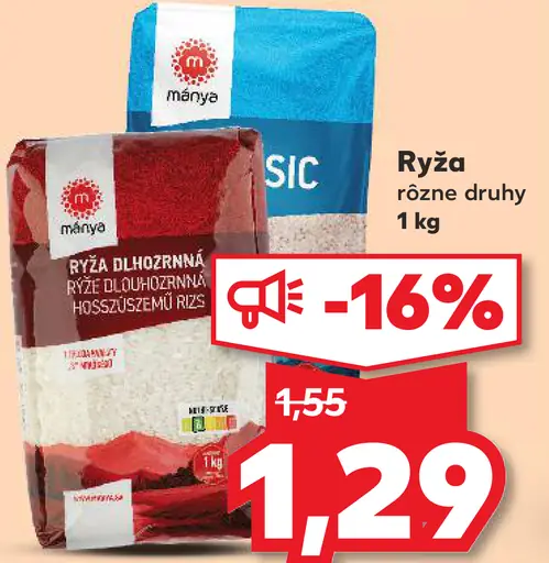 Máňa ryža rôzne druhy