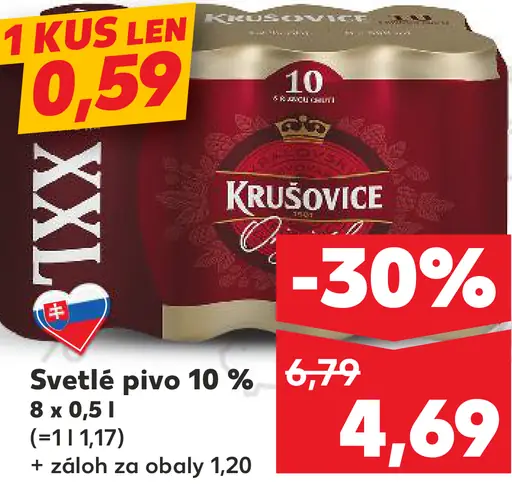 Krušovice 10 svetlé výčapné pivo plechovka