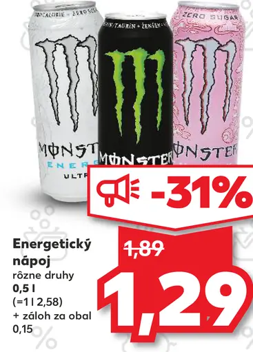 Monster energetický nápoj rôzne druhy