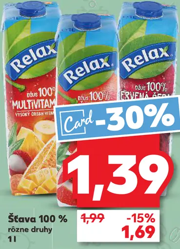 Relax šťava 100 % rôzne druhy