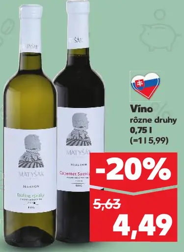 Matyšák víno rôzne druhy