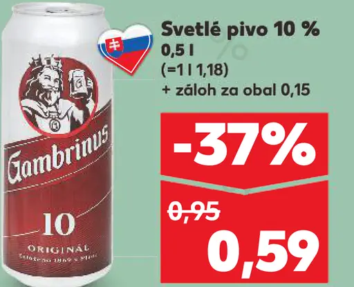 Gambrinus Originál 10 pivo výčapné svetlé plechovka