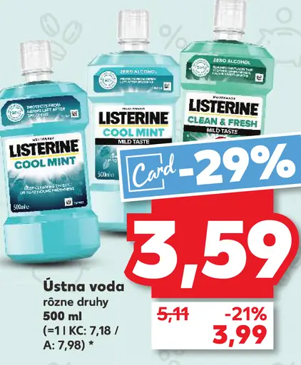 Listerine ústna voda vybrané druhy