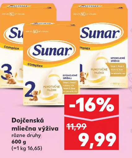 Sunar dojčenská mliečna výživa rôzne druhy