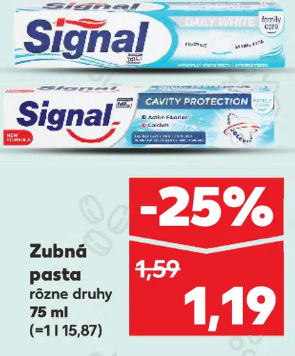 Signal zubná pasta rôzne druhy