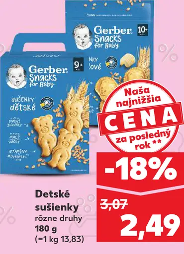 Gerber detské sušienky rôzne druhy