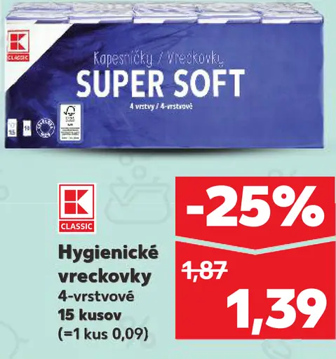K-Classic hygienické vreckovky 4-vrstvové