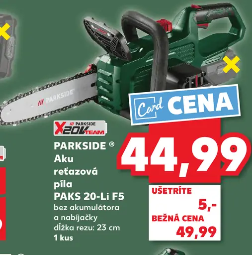 Parkside aku reťazová píla PAKS 20-Li F5 bez akumulátora a nabíjačky