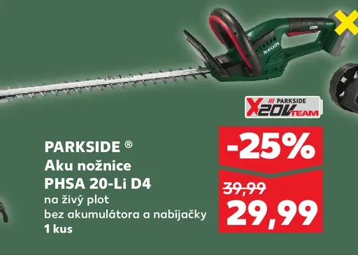 Parkside aku nožnice PHSA 20-Li D4 na živý plot bez akumulátora a nabíjačky