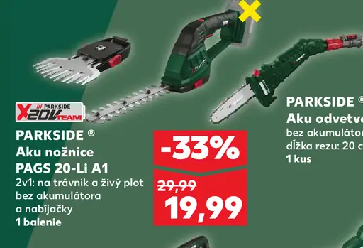 Parkside aku nožnice PAGS 20-Li A1 na trávnik a živý plot 2v1 bez akumulátora a nabíjačky