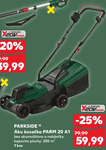 Parkside aku kosačka PARM 20 A1 bez akumulátora a nabíjačky