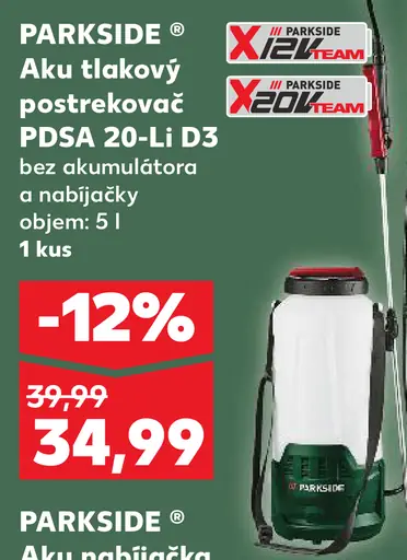 Parkside aku tlakový postrekovač bez akumulátora a nabíjačky