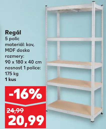 Regál kovový s MDF policami