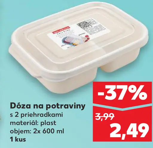 Dóza na potraviny s 2 priehradkami plastová