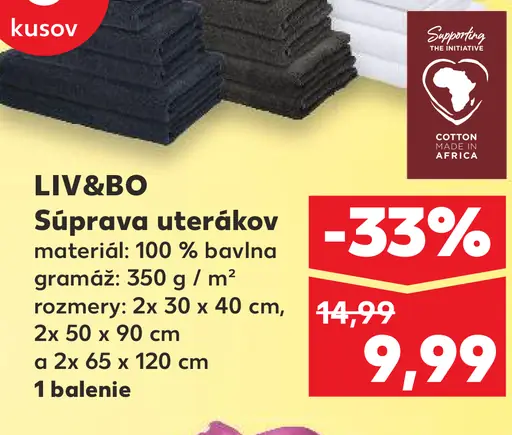 LIV&BO súprava uterákov bavlnená