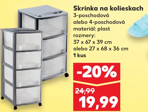 Skrinka na kolieskach 3- alebo 4-poschodová plastová