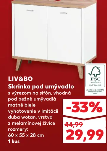 LIV&BO skrinka pod umývadlo s výrezom na sifón