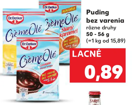 Dr. Oetker Crème Olé puding bez varenia