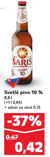 Šariš svetlé pivo 10 % plechovka