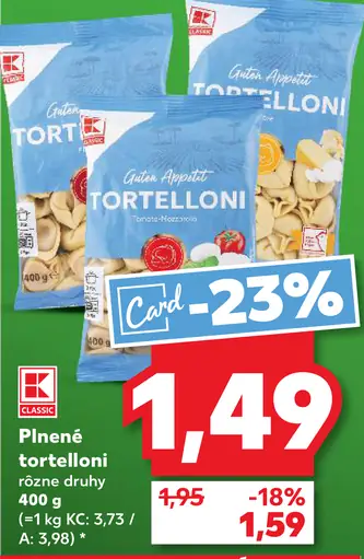 K-Classic plnené tortelloni chladené