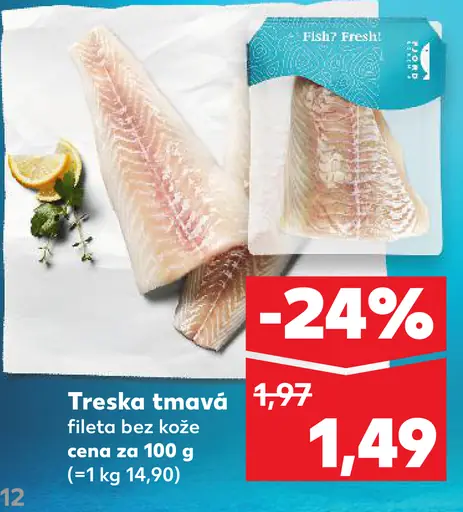 Treska tmavá filety bez kože