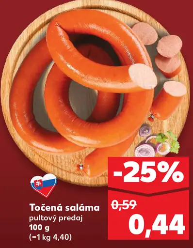 Točená saláma pultový predaj