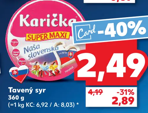 Karička Naša slovenská tavený syr Super Maxi
